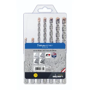 Alpen SDS-plus F4 MB7 Hammer Drill Bit Set, 7 Pieces