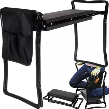 Stool Folding Chair Stand Kneeling for Garden 41x15cm, Black | Folding Anti-slip Step Tool