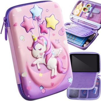Maaleo 3D Unicorn Pencil Case, Hard Shell EVA School Supplies Organizer 24510