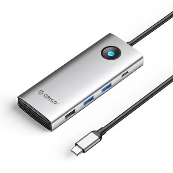 Orico PW11 8in1 USB-C dokavimo stotelė, HDMI 4K 60Hz, VGA, PD 100W, RJ45, sidabrinė