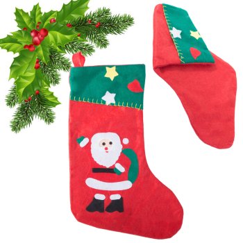 Large Felt Christmas Stocking for Gifts and Decorations, Red
