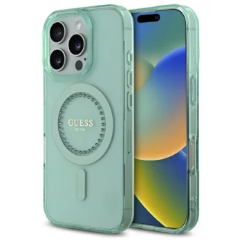 Guess iPhone 16 Pro Max Case IML Rhinestones MagSafe, Green