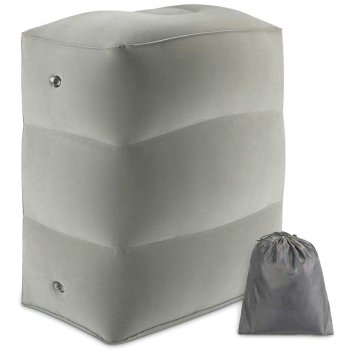 Inflatable Travel Footrest for Airplanes and Cars, Grey