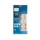 Philips Surge Protector Power Strip 6 Outlet with 4 USB-A 1 USB-C 2m Cord 16A, white