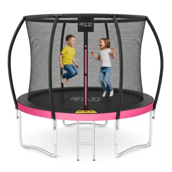 4Fizjo PRO 8FT Garden Trampoline for Kids, 252cm, Pink/Black