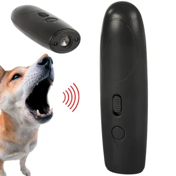 Ultrasonic Dog Repeller and Training Device with Flashlight, Black