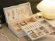Elegant Large Jewelry Box Organizer with Key Lock, White