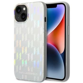 Karl Lagerfeld Monogram Iridescent Case for iPhone 14 Plus - Silver