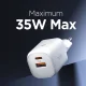 Spigen Essential EE352EU GaN Wall Charger USB-C / USB-A 35W - White