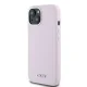 DKNY iPhone 15 Case Silicone Horizontal Metal Logo MagSafe, Pink