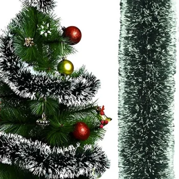 Ruhhy 22310 Christmas Tree Garland, Frosted, 6m, Green/White