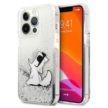 Karl Lagerfeld Liquid Glitter Choupette Fun Case for iPhone 13 Pro Max 6.7" - Silver