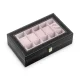 Watch Box Massido MS-710 for 12 Watches with Glass Lid, Black and Salmon
