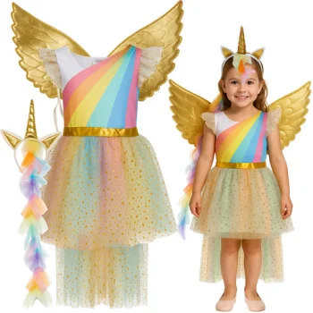 Kruzzel Kids Unicorn Costume, 3-Piece Set, 122-128 cm