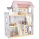 Wooden Dollhouse with Furniture and LED Light 78cm, Pink