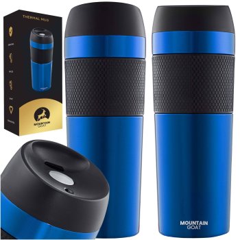 MOUNTAIN GOAT Thermal Mug Bottle Thermos Flask for Hiking Picnic 400 ml, Blue