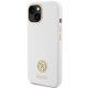 Чехол Guess Silicone Logo Strass 4G для iPhone 15 - белый