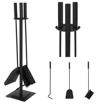 Kaminer PK012 Fireplace Tool Set 4-in-1, Black
