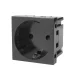 Maclean MCE719B Type F (Schuko) Flush-Mounted Socket Module for Glass Frames, 250 V / 16 A, Black