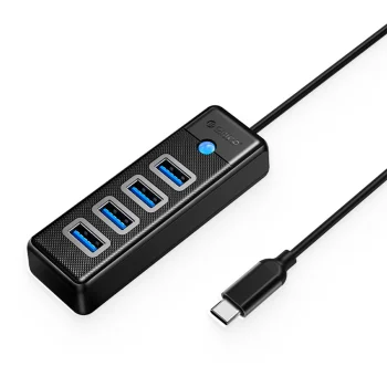 Orico PW4U-C3 USB-C to 4x USB-A 3.0 Hub (1m), Black