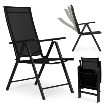 Steel Folding Garden Chair with Adjustable Backrest MultiGarden, Black