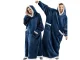 Warm Oversized Hoodie Blanket, Soft Wearable Robe with Hood, Navy Blue