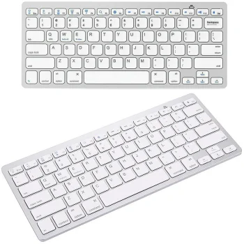 Wireless Bluetooth Keyboard for PC, iPad, Mac, Compact, White