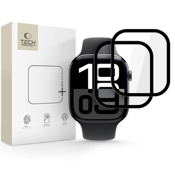Tech-Protect Glass Flex+ Hybrid Glass for Apple Watch 10 46mm 2-Pack - Black