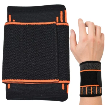 Elastic Wrist Support Brace with Velcro, Grey/Orange
