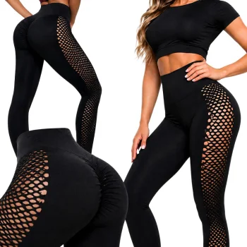Women's Push Up Sports Leggings, High Waist, Black, L/XL