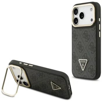 Guess 4G PU Triangle Logo & Stand Camera MagSafe Case for iPhone 17 Pro - Black