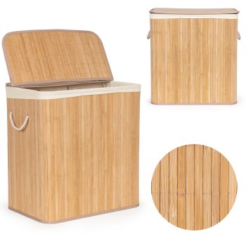 Modernhome Bamboo Laundry Basket, 150L, 3 Compartments