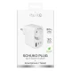 Puro 30W Power Delivery Charger with Schuko Socket, 2x USB-C + 1x USB-A, White