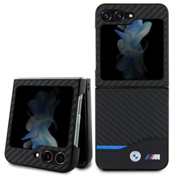 Samsung Galaxy Z Flip 5 ( SM-F731B/DS ) BMW Leather Carbon Case Cover, Black
