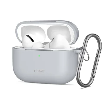 Ausinių dėklas Tech-Protect Silicone Hook skirtas AirPods Pro, pilkas