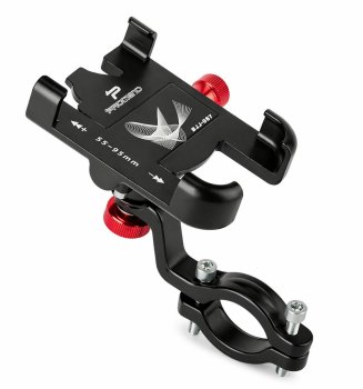 Aluminum Bike Phone Mount 360° Rotation 4.5-6.5 Inch, Black Red
