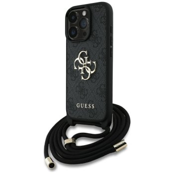 Guess 4G Big Logo Cord Strap Crossbody Case for iPhone 16 Pro Black