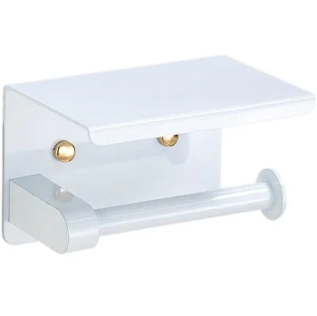 Toilet Paper Holder with Shelf, White