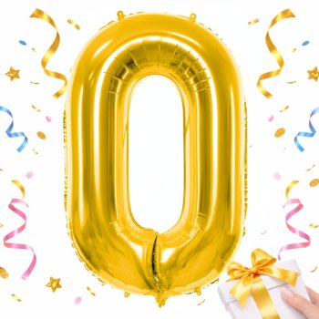 Large Number 0 Foil Balloon 66cm for Birthday Parties, Gold