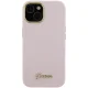 Guess iPhone 15 Case Silicone Script Metal Logo & Frame, Pink