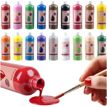 Maaleo Poster Paint Set 26341, 18 Colours x 500ml, Washable Tempera Paint