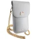 Hello Kitty Leather Metal Logo Chain Smartphone Bag, Silver