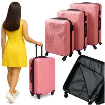 TRIZAND 00026663 3-in-1 Suitcase Set, Pink