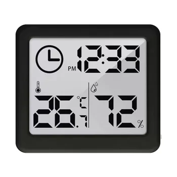 GreenBlue GB384B Thermometer and Hygrometer with Clock, Black