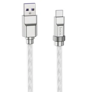 HOCO Silicone USB-A to USB-C Cable, 100W, 6A, 1m, Transparent