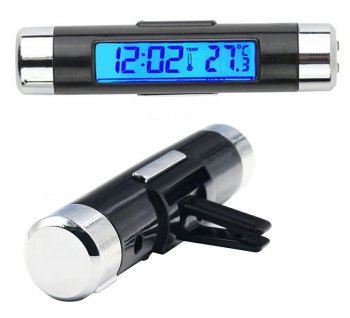 Digital Car Clock and Thermometer with Blue Backlight