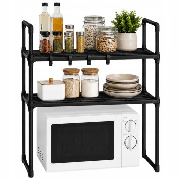 Kitchen Rack Over Microwave, 2 Tiers, Black