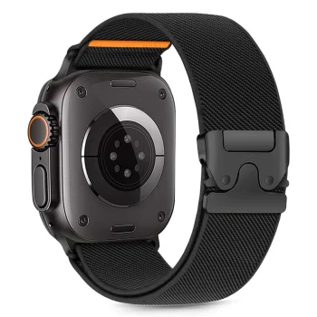 Tech-Protect Nylon Clasp Strap for Apple Watch 44 / 45 / 46 / 49 mm - Black