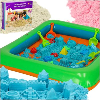 Kinetic sand set with inflatable sandbox, 1 kg, 27 accessories