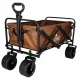 Luaro Foldable Beach Transport Cart 2-in-1 with Table and Canopy, Brown